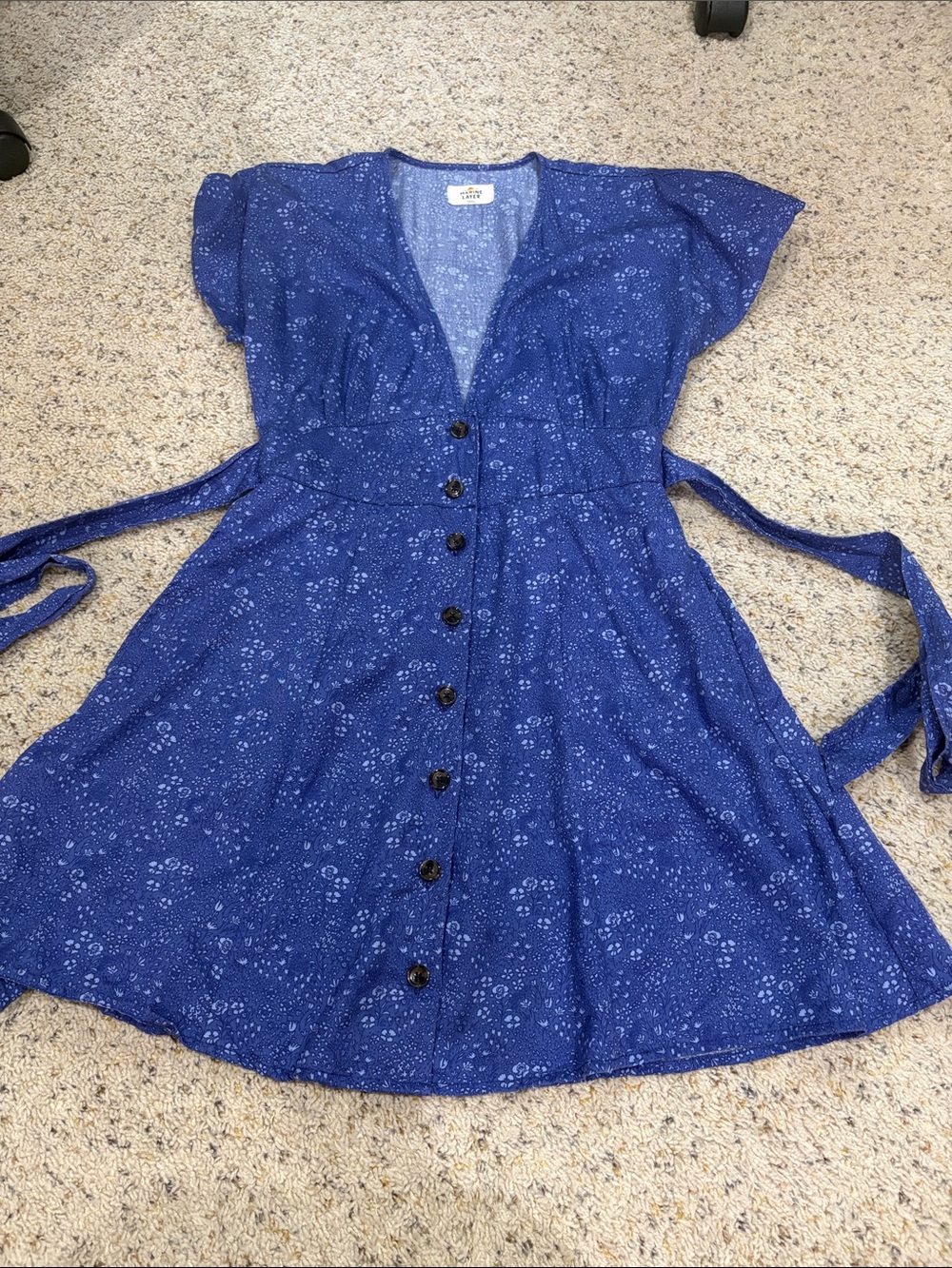 Marine Layer Royal Blue Floral Button-Front Mini Dress Small